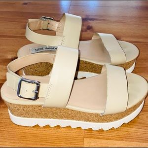 STEVE MADDEN Kirsten Natural Leather Platform Sandals